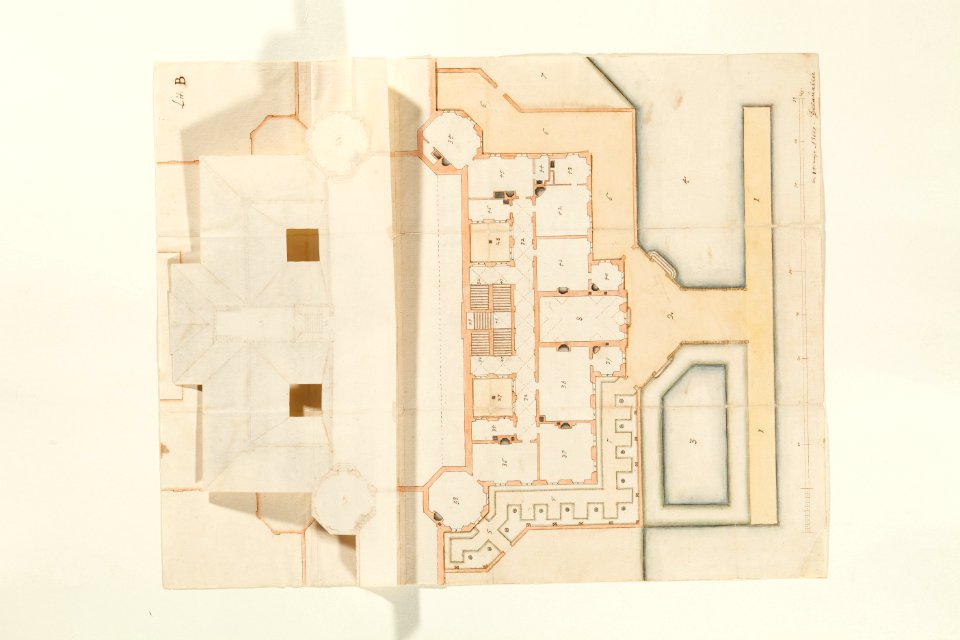 Ritning på den planerade sjögården vid Skoklosters slott, 1669 - Skoklosters slott - 98131