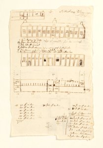 Ritningar och utkast till byggnad. Av Nils Bielkes hand, cirka 1700 - Skoklosters slott - 98148