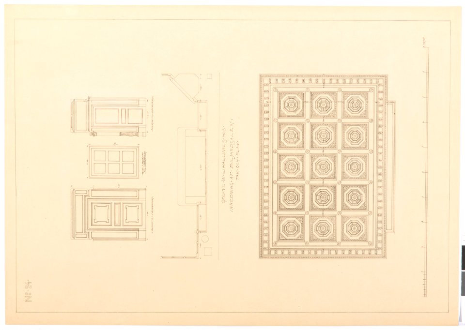 Ritning taket i biljardrummet, Hallwylska palatset - Hallwylska museet - 101129