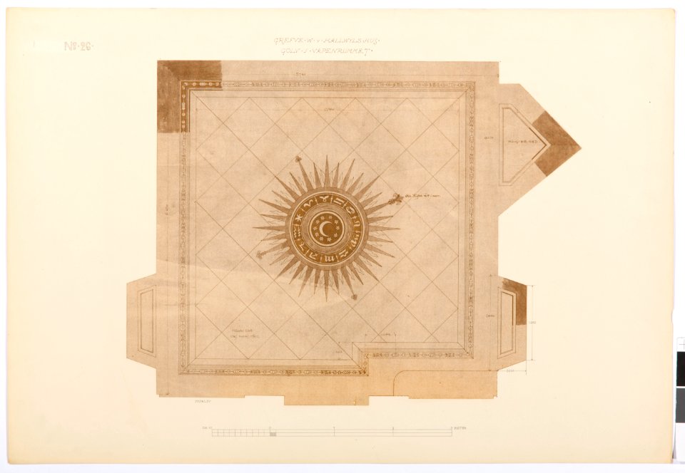Ritning vapenrummet, Hallwylska palatset - Hallwylska museet - 101131