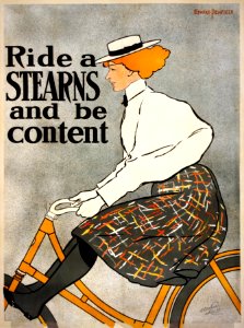 Ride a Stearns and be content, bicycle advertising poster, 1896
