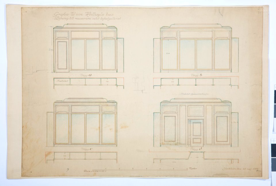 Ritningar, fastigheten nr 4 Hamngatan. Ritning till mueirum intill tavelgalleriet - Hallwylska museet - 105296