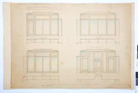 Ritningar, fastigheten nr 4 Hamngatan. Ritning till mueirum intill tavelgalleriet - Hallwylska museet - 105296