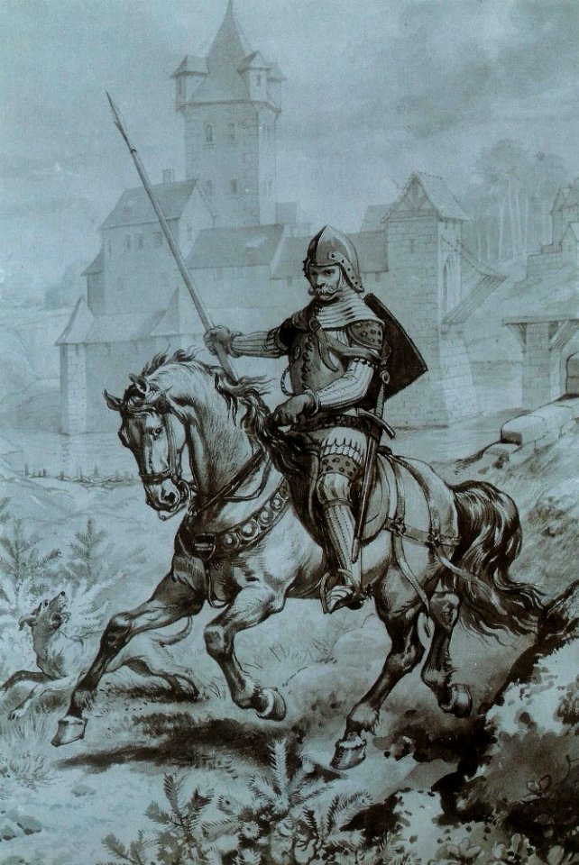 RItter Berthold und seine Burg Erlangen 1381 Glasgemälde 1890 001