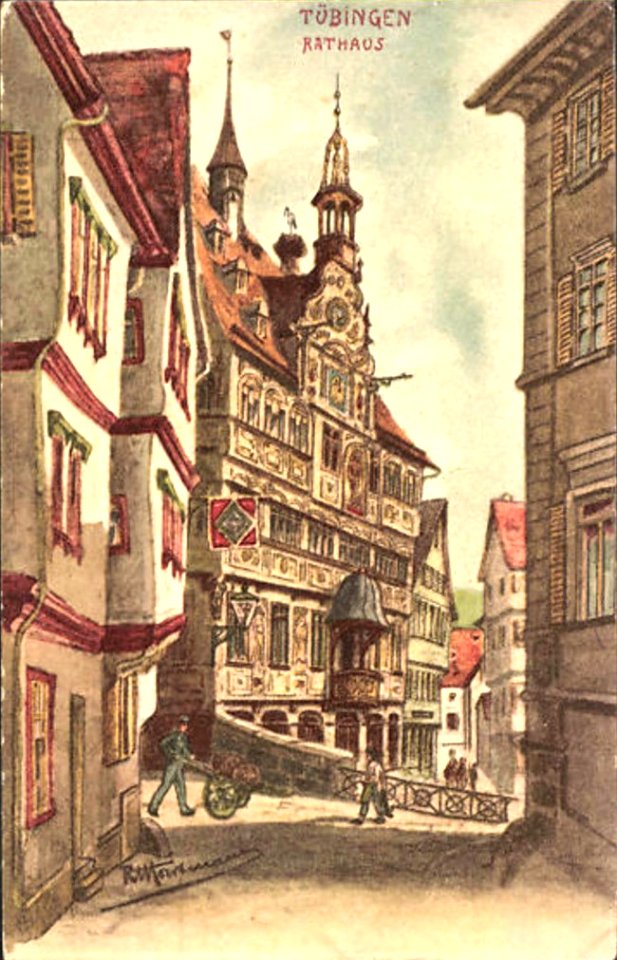 RJ Hartmann - Blick auf das Rathaus (AK E Mauthe vor 1905)
