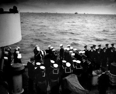 RM3 Julius T. Petrella, U.S.C.G., burial at sea ceremony from USCGC Spencer (WPG-36), WWII (40441777251)