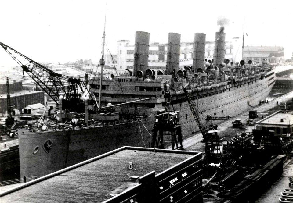RMS Aquitania at the Boston Navy Yard in 1942