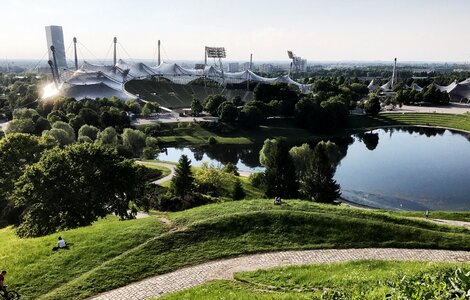 Olympic stadium lake olympia mountain