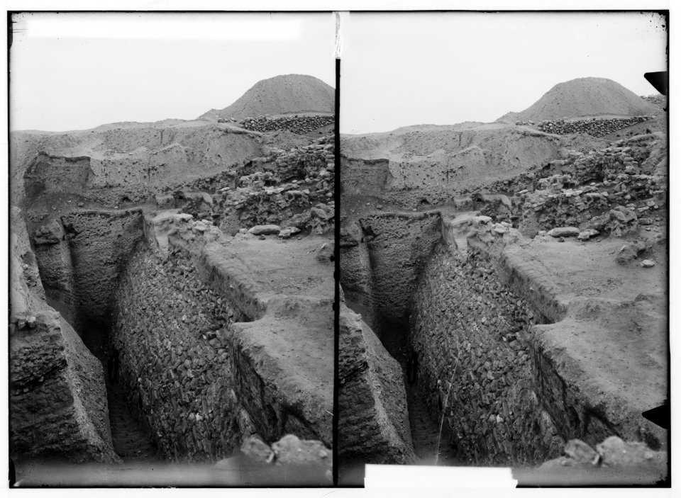 Road to Jericho, Jordan, etc. Remains of ancient Jericho city wall. LOC matpc.01038