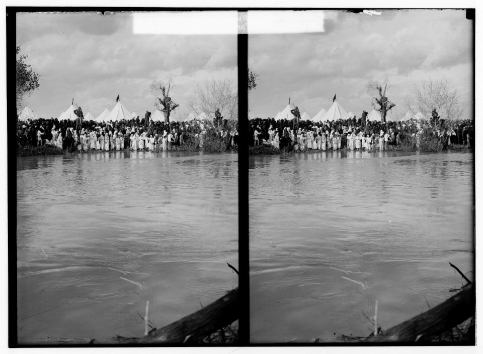 Road to Jericho, Jordan, etc. Russian pilgrims awaiting Epiphany ceremony. LOC matpc.01019