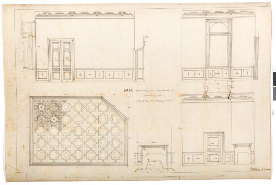 Ritning grevens rum, Hallwylska palatset - Hallwylska museet - 102161