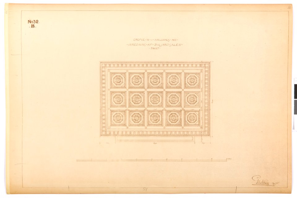 Ritning innertak, Hallwylska palatset - Hallwylska museet - 102158