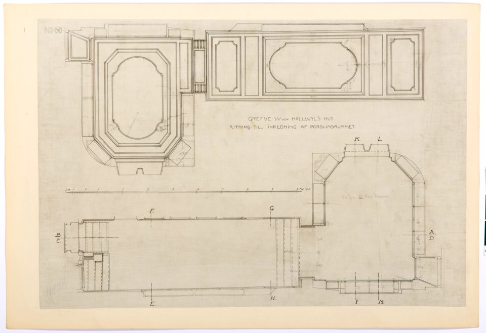 Ritning Kinarum, tak och plan, Hallwylska palatset - Hallwylska museet - 101097
