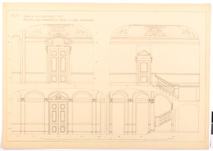 Ritning nedre och övre vestibulen, Hallwylska palatset - Hallwylska museet - 101122