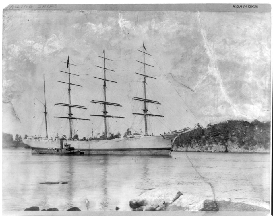 Roanoke launched Aug. 22, 1892, Arthur Seravall & Co., builder, Bath, Maine. LCCN2012650302