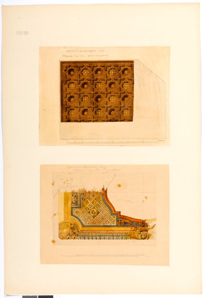 Ritning på tak i grevens rum och salongen, Hallwylska palatset - Hallwylska museet - 101133