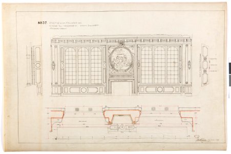 Ritning stora salongen, Hallwylska palatset - Hallwylska museet - 102162