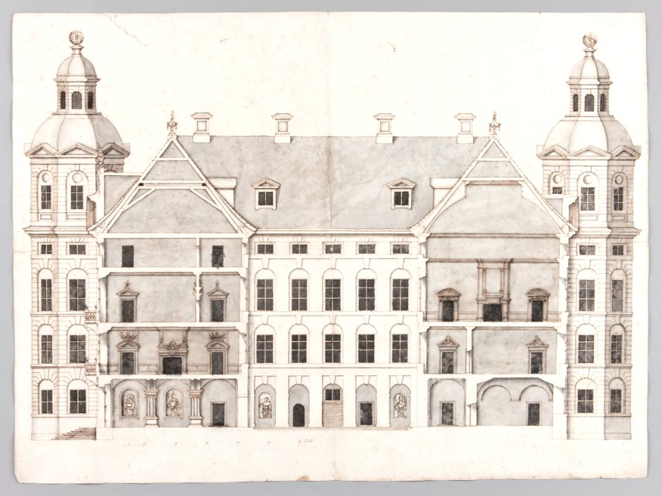 Ritning, gårdsfasad, Skoklosters slott - Skoklosters slott - 87844