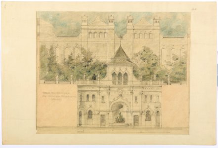 Ritning, skyddsmur, gården - Hallwylska museet - 100990