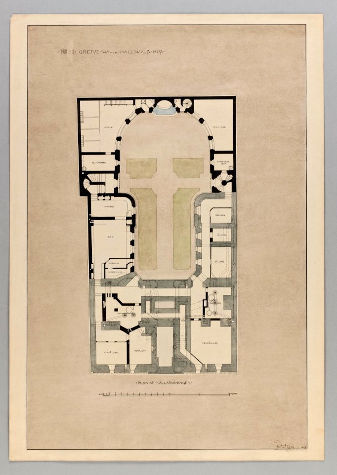 Ritning Hallwylska huset. Källarvånigen - Hallwylska museet - 90611