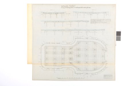 Ritning Hallwylska palatset, betongpålar och betongplatta under gården - Hallwylska museet - 101050 photo