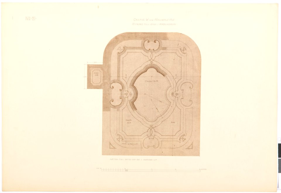 Ritning porslinrummets golv, Hallwylska palatset - Hallwylska museet - 101126