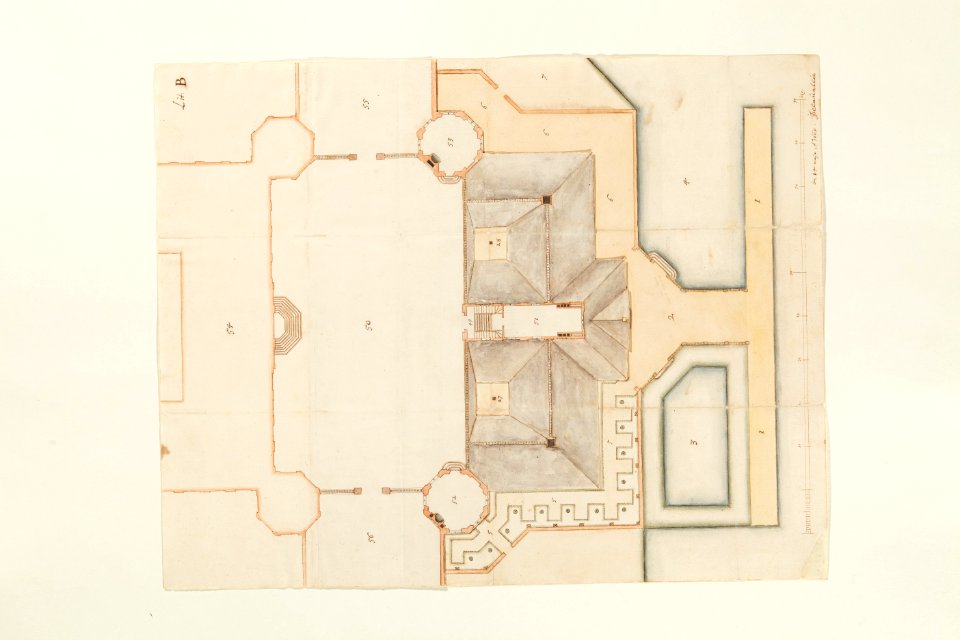 Ritning på den planerade sjögården vid Skoklosters slott, 1669 - Skoklosters slott - 98130
