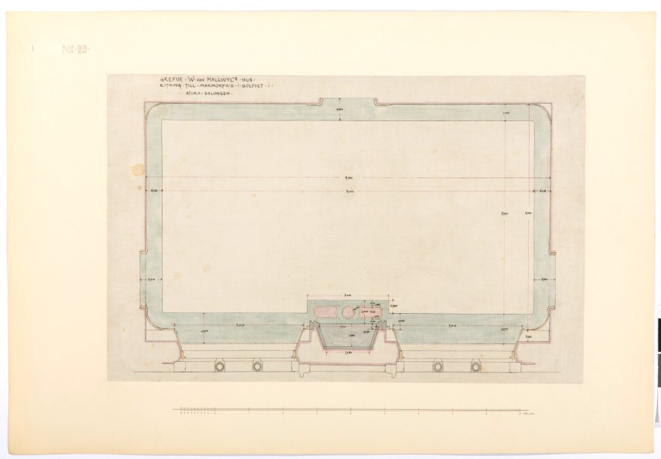 Ritning på Marmorfris till stora salongen, Hallwylska palatset - Hallwylska museet - 101134