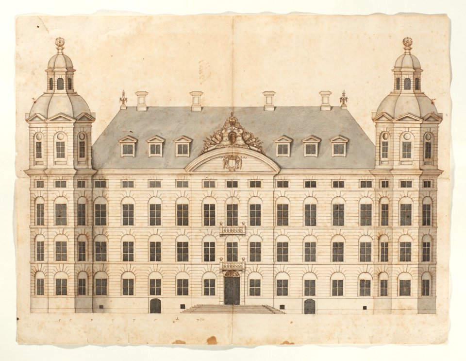 Ritning på Skoklosters slott från sjösidan, 1650-tal - Skoklosters slott - 98114