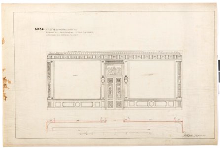 Ritning stora salongen, Hallwylska palatset - Hallwylska museet - 102164