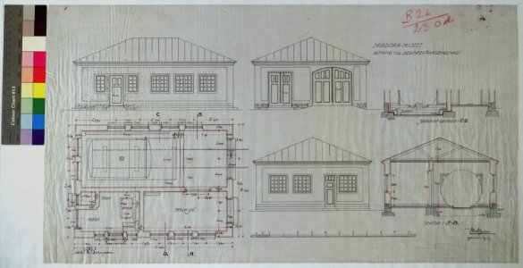 Ritning över Nordiska museet. Ritning till desinfektionsbyggnaden Lusknäppen. 1903-10-03 - Nordiska Museet - NMAR.0000272