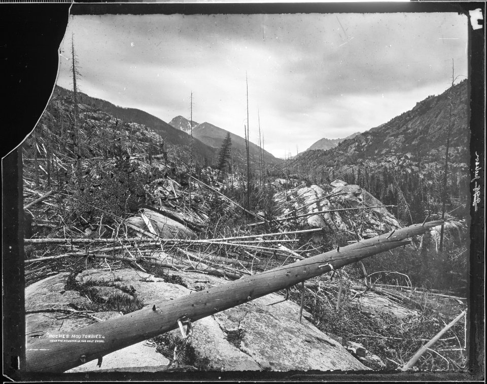 Roches Moutonnees near Mountain of the Holy Cross, Colorado. Holy Cross Mountain shows in the distance at left - NARA - 517692