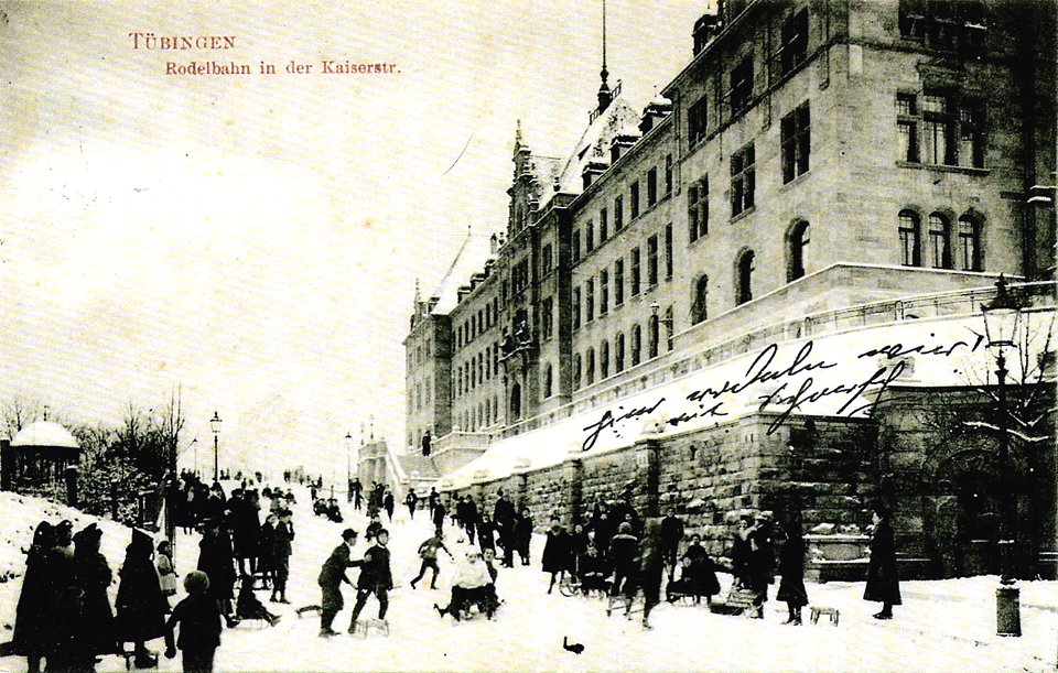 Rodelbahn in der Kaiserstraße (AK Gebr. Metz 1909 TPk221)
