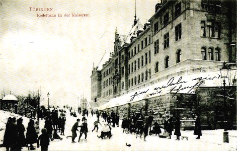 Rodelbahn in der Kaiserstraße (AK Gebr. Metz 1909 TPk221)