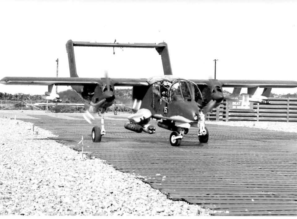 Rockwell OV-10A Bronco of VAL-4 at an airfield in Vietnam, in late 1969