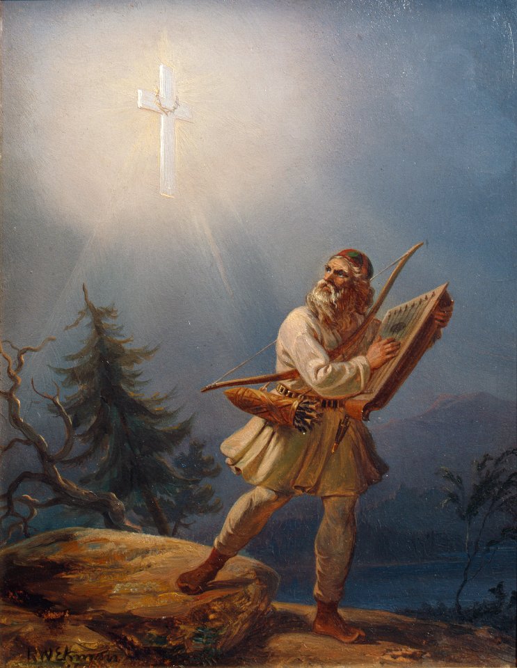 Robert Wilhelm Ekman - Fleeing Paganism; Väinämöinen Gives Way to the Power of the Cross