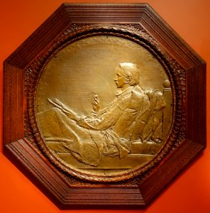 Robert Louis Stevenson by Augustus Saint-Gaudens, American, 1890, bronze and wood - Princeton University Art Museum - DSC06949 photo