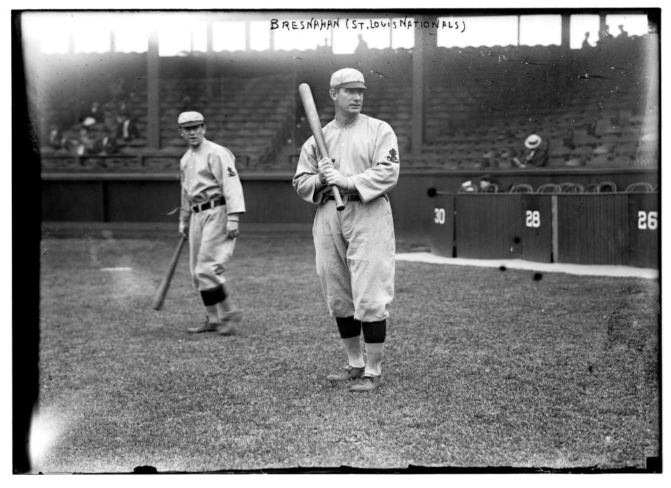 Roger Bresnahan, St. Louis, NL, Miller Huggins in background (baseball) LCCN2014689310