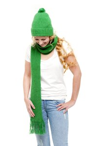 Cap knit beanie cap winter scarf photo