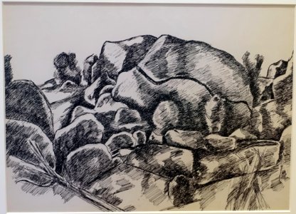 Rocks, Dogtown, by Marsden Hartley, c. 1934, ink on paper - Cape Ann Museum - Gloucester, MA - DSC01483 photo