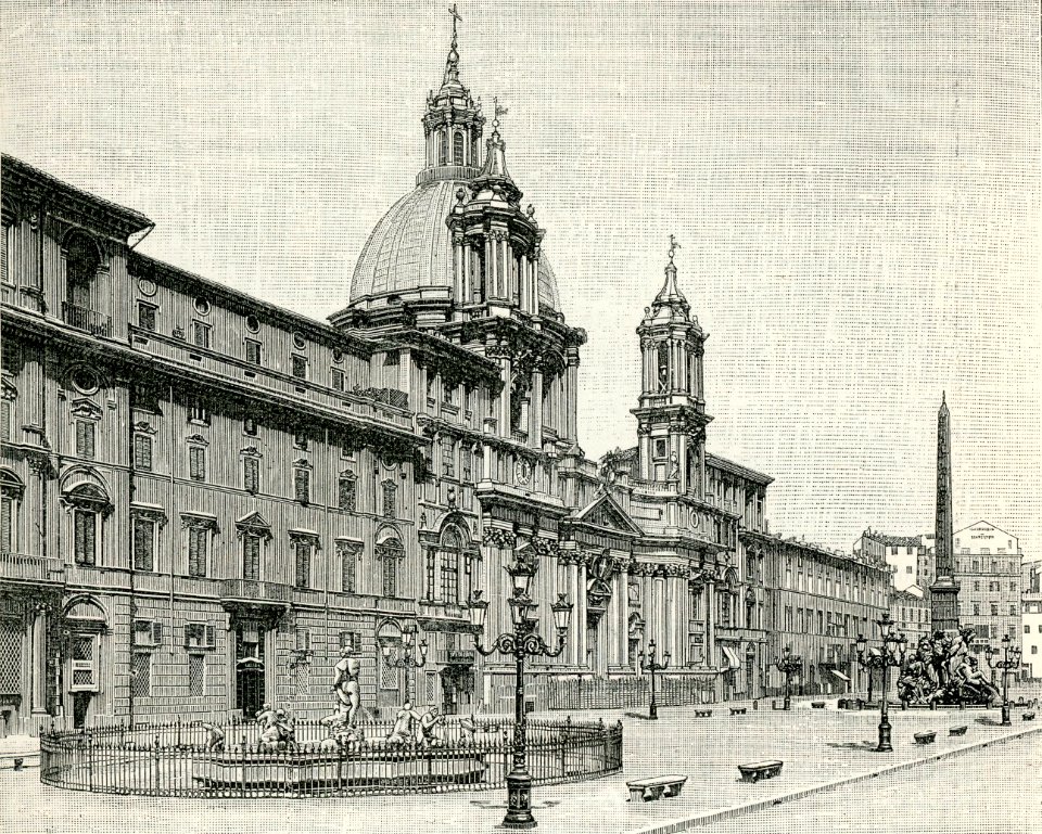 Roma Piazza Navona xilografia