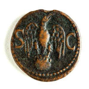 Romerskt bronsmynt med örn på klot - Skoklosters slott - 110688