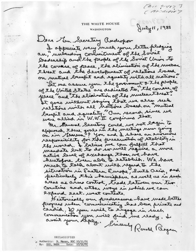 Ronald Reagan's Notes on December 1981 Brezhnev Cable re Poland - NARA - 198154