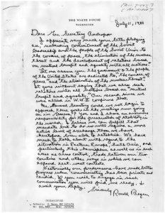 Ronald Reagan's Notes on December 1981 Brezhnev Cable re Poland - NARA - 198154