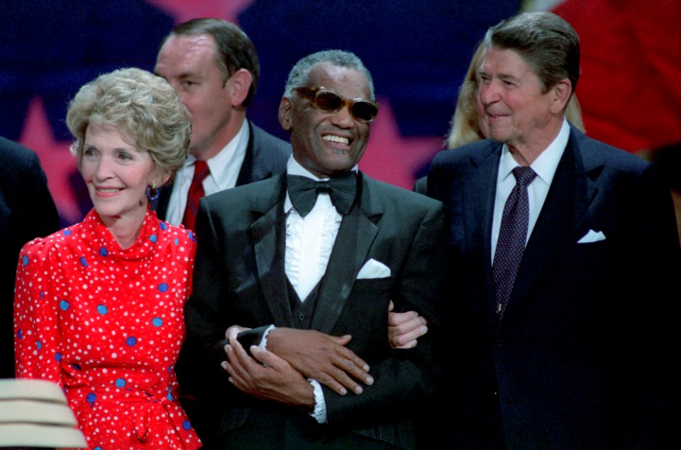 Ronald Reagan, Nancy Reagan, and Ray Charles