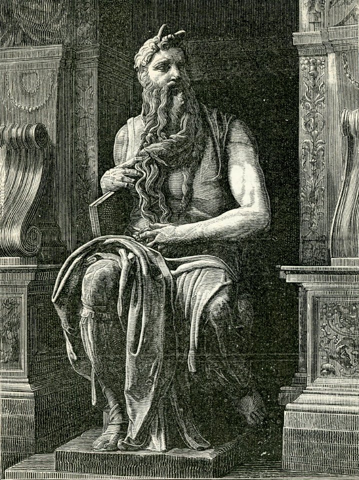Roma il Mosè di Michelangelo xilografia