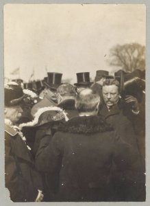 Roosevelt receiving congratulations from diplomats LCCN2009634010