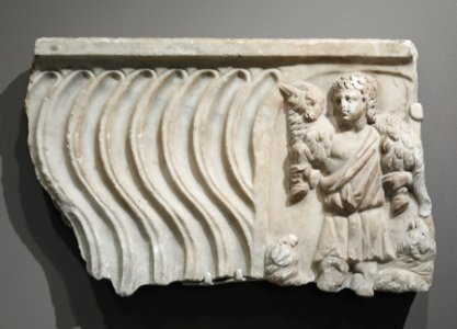 Roman - Sarcophagus Fragment with the Good Shepherd - Walters 41325