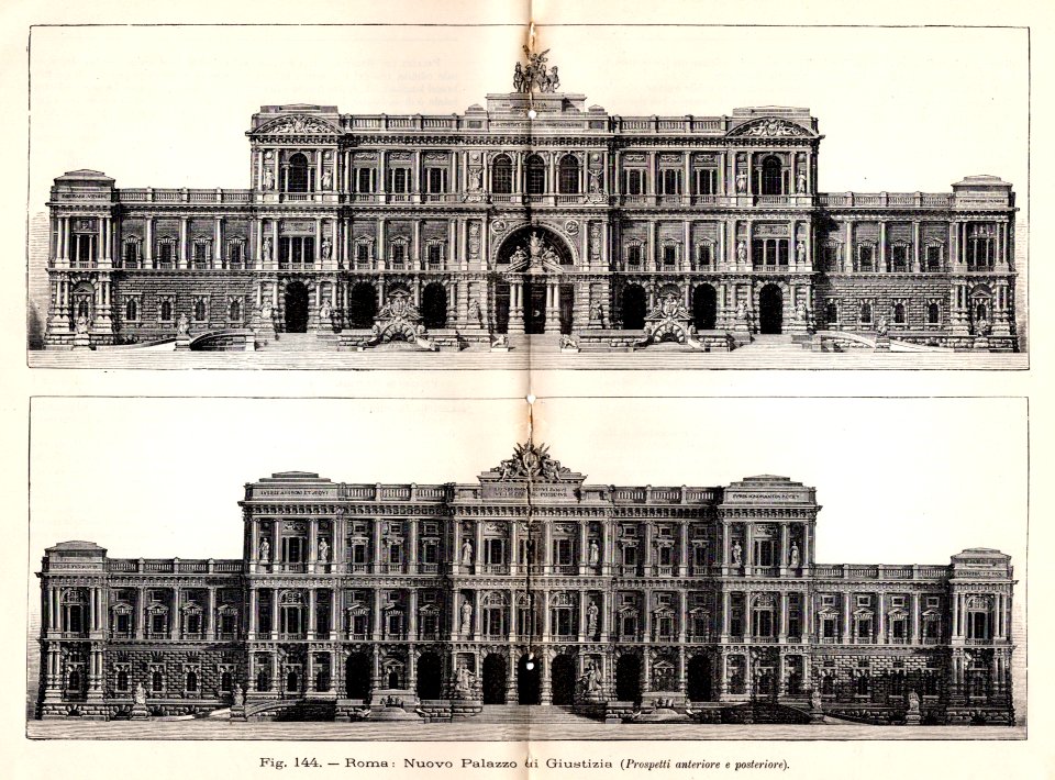 Roma nuovo Palazzo di Giustizia Prospetti anteriore e posteriore