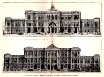 Roma nuovo Palazzo di Giustizia Prospetti anteriore e posteriore photo